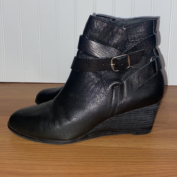 Lucky Brand Shoes - Lucky Brand leather wedge ankle booties all black